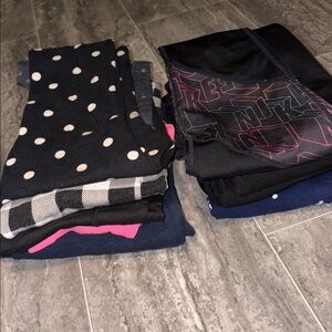 Set of 12, Girls Nike and Justice Black Leggings